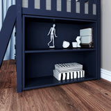 71S-L6DBK-131 : Loft Beds Twin Storage Loft Bed with Dresser and Bookcase, Blue