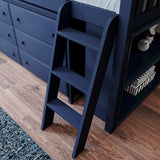 71S-L6DBK-131 : Loft Beds Twin Storage Loft Bed with Dresser and Bookcase, Blue