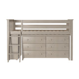 71S-L6DBK-152 : Loft Beds Twin Storage Loft Bed with Dresser and Bookcase, Stone