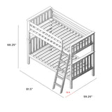 71S-TBNKB1-002 : Bunk Beds Twin over Twin Bunk with Angle Ladder, White