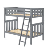 71S-TBNKB1-121 : Bunk Beds Twin over Twin Bunk with Angle Ladder, Grey