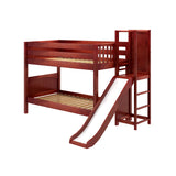 ABRA CP : Play Bunk Beds Twin Low Bunk Bed with Slide Platform, Panel, Chestnut