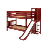 ABRA CS : Play Bunk Beds Twin Low Bunk Bed with Slide Platform, Slat, Chestnut