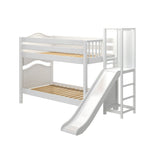 ABRA WC : Play Bunk Beds Twin Low Bunk Bed with Slide Platform, Curve, White