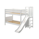 ABRA WP : Play Bunk Beds Twin Low Bunk Bed with Slide Platform, Panel, White
