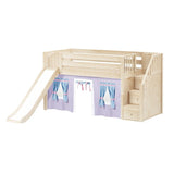 AERIE27 NP : Play Loft Beds Twin Low Loft Bed with Stairs, Curtain + Slide, Panel, Natural