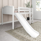 AMAZING WC : Play Loft Beds Full Low Loft Bed with Slide and Straight Ladder on Front, Curve, White