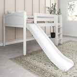 AMAZING WP : Play Loft Beds Full Low Loft Bed with Slide and Straight Ladder on Front, Panel, White