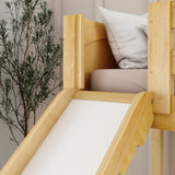 AWESOME NP : Loft Bed Twin Mid Loft Bed with Slide and Straight Ladder on Front, Natural Birch Panel