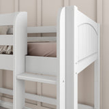 AWESOME WP : Play Loft Beds Twin Mid Loft Bed with Slide and Straight Ladder on Front, Panel, White