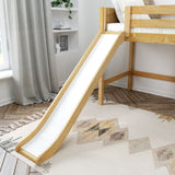 AWESOME XL NP : Loft Bed Twin XL Mid Loft Bed with Slide and Straight Ladder on Front, Panel, Natural