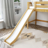 AWESOME XL NS : Loft Bed Twin XL Mid Loft Bed with Slide and Straight Ladder on Front, Slat, Natural