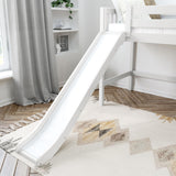 AWESOME XL WS : Loft Bed Twin XL Mid Loft Bed with Slide and Straight Ladder on Front, Slat, White