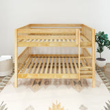 BELLA XL NS : Classic Bunk Beds Queen Low Bunk Bed with Straight Ladder on Front, Slat, Natural