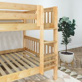 BELLA XL NS : Classic Bunk Beds Queen Low Bunk Bed with Straight Ladder on Front, Slat, Natural