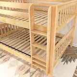 BELLA XL NS : Classic Bunk Beds Queen Low Bunk Bed with Straight Ladder on Front, Slat, Natural