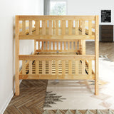 BELLA XL NS : Classic Bunk Beds Queen Low Bunk Bed with Straight Ladder on Front, Slat, Natural