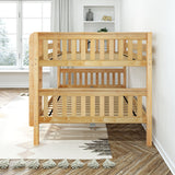BELLA XL NS : Classic Bunk Beds Queen Low Bunk Bed with Straight Ladder on Front, Slat, Natural