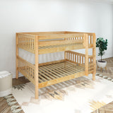 BELLA XL NS : Classic Bunk Beds Queen Low Bunk Bed with Straight Ladder on Front, Slat, Natural