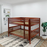 BELLA XL CS : Classic Bunk Beds Queen Low Bunk Bed with Straight Ladder on Front, Slat, Chestnut