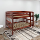 BELLA XL CS : Classic Bunk Beds Queen Low Bunk Bed with Straight Ladder on Front, Slat, Chestnut