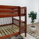 BELLA XL CS : Classic Bunk Beds Queen Low Bunk Bed with Straight Ladder on Front, Slat, Chestnut