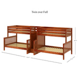 BIG BANG CS : Multiple Bunk Beds Twin over Full Quadruple Bunk Bed with Stairs, Slat, Chestnut