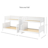 BIG BANG XL WP : Multiple Bunk Beds Twin XL over Full XL Quadruple Bunk Bed with Stairs, Panel, White