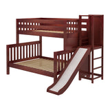 BLEND CS : Play Bunk Beds Medium Twin over Full Bunk Bed with Slide Platform, Slat, Chestnut