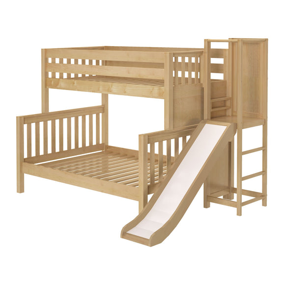 BLEND NS : Play Bunk Beds Medium Twin over Full Bunk Bed with Slide Platform, Slat, Natural