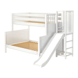 BLEND WP : Play Bunk Beds Medium Twin over Full Bunk Bed with Slide Platform, Panel, White