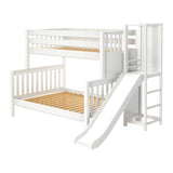 BLEND WS : Play Bunk Beds Medium Twin over Full Bunk Bed with Slide Platform, Slat, White