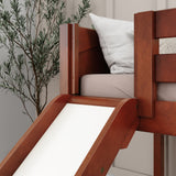 BRAINY CP : Play Loft Beds Twin Low Loft Bed with Slide and Straight Ladder on End, Panel, Chestnut