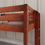 BRAINY CP : Play Loft Beds Twin Low Loft Bed with Slide and Straight Ladder on End, Panel, Chestnut