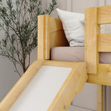 BRAINY NP : Play Loft Beds Twin Low Loft Bed with Slide and Straight Ladder on End, Panel, Natural