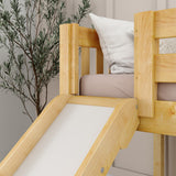 BRAINY NS : Play Loft Beds Twin Low Loft Bed with Slide and Straight Ladder on End, Slat, Natural