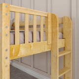 BRAINY NS : Play Loft Beds Twin Low Loft Bed with Slide and Straight Ladder on End, Slat, Natural