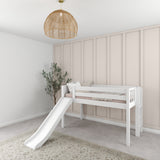 BRAINY WC : Play Loft Beds Twin Low Loft Bed with Slide and Straight Ladder on End, Curved, White