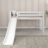 BRAINY WC : Play Loft Beds Twin Low Loft Bed with Slide and Straight Ladder on End, Curved, White