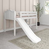 BRAINY WC : Play Loft Beds Twin Low Loft Bed with Slide and Straight Ladder on End, Curved, White