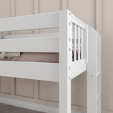 BRAINY WC : Play Loft Beds Twin Low Loft Bed with Slide and Straight Ladder on End, Curved, White