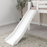 BRAINY WC : Play Loft Beds Twin Low Loft Bed with Slide and Straight Ladder on End, Curved, White