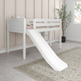 BRAINY WP : Play Loft Beds Twin Low Loft Bed with Slide and Straight Ladder on End, Panel, White