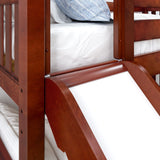 BRAINY XL CS : Play Loft Beds Twin XL Low Loft Bed with Slide and Straight Ladder on End, Slat, Chestnut
