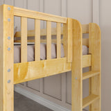 BRAINY XL NP : Play Loft Beds Twin XL Low Loft Bed with Slide and Straight Ladder on End, Panel, Natural
