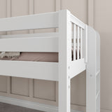 BRAINY XL WC : Play Loft Beds Twin XL Low Loft Bed with Slide and Straight Ladder on End, Curved, White