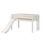BRAINY XL WP : Play Loft Beds Twin XL Low Loft Bed with Slide and Straight Ladder on End, Panel, White