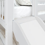 BRAINY XL WS : Play Loft Beds Twin XL Low Loft Bed with Slide and Straight Ladder on End, Slat, White