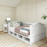 BRIX CC WC : Kids Beds Twin Daybed with Cubbies, Curve, White