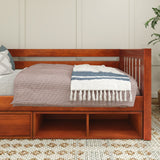 BRIX CD CS : Kids Beds Twin Daybed with Dresser and Cubbie, Slat, Chestnut